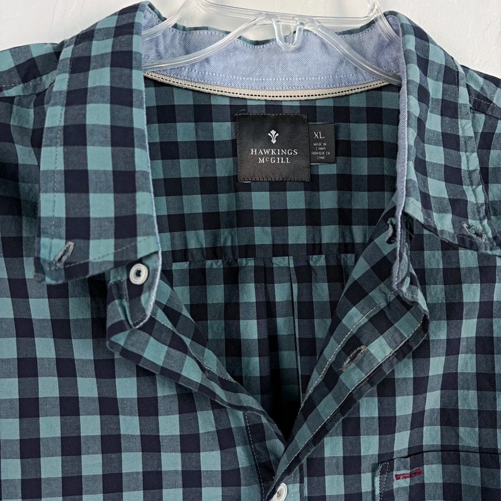 Urban Outfitters Hawkins Gingham Shirt XL Cotton Crisp Preppy‎ Lightweight Clean